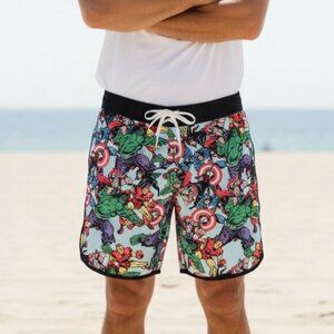 Marvel Avenger Super Heroes Swim Trunks Board Shorts Mens‎ Sz XL